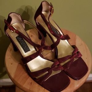 Iridescent Red Strappy Heels